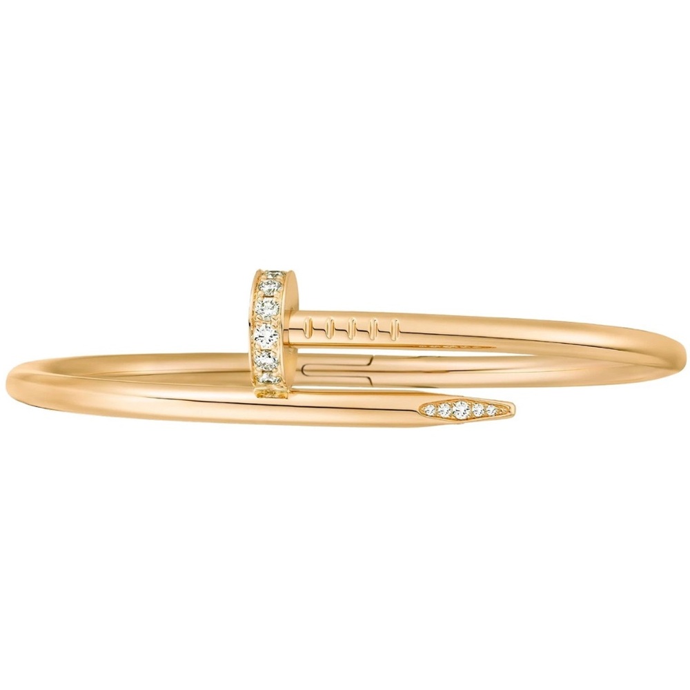 Cartier Juste Un Clou Classic Nail Bracelet 18k Yellow Gold Diamonds Size 16